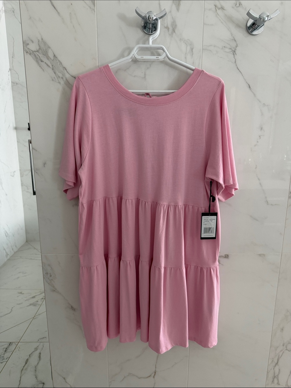 Women's Pink Tiered Short Sleeve dress